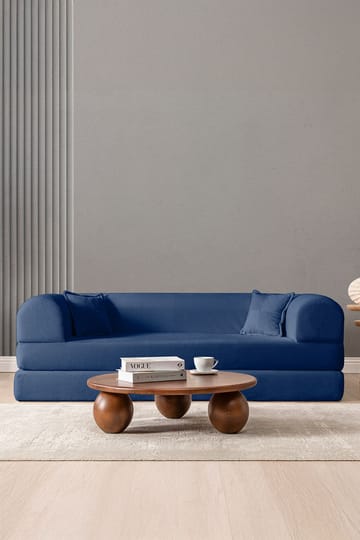 Pento 3-sits Bäddsoffa i Plysch - Marinblå - Möbler - Soffa - Bäddsoffa - 3 sits bäddsoffa