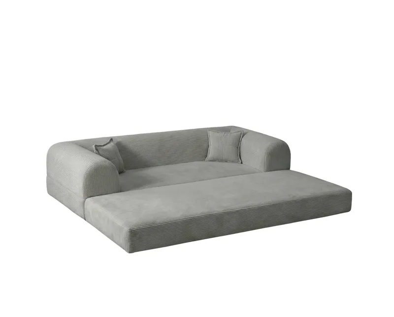 Pento 3-sits Bäddsoffa i Plysch - Ljusgrå - Möbler - Soffa - Bäddsoffa - 3 sits bäddsoffa