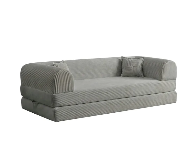 Pento 3-sits Bäddsoffa i Plysch - Ljusgrå - Möbler - Soffa - Bäddsoffa - 3 sits bäddsoffa