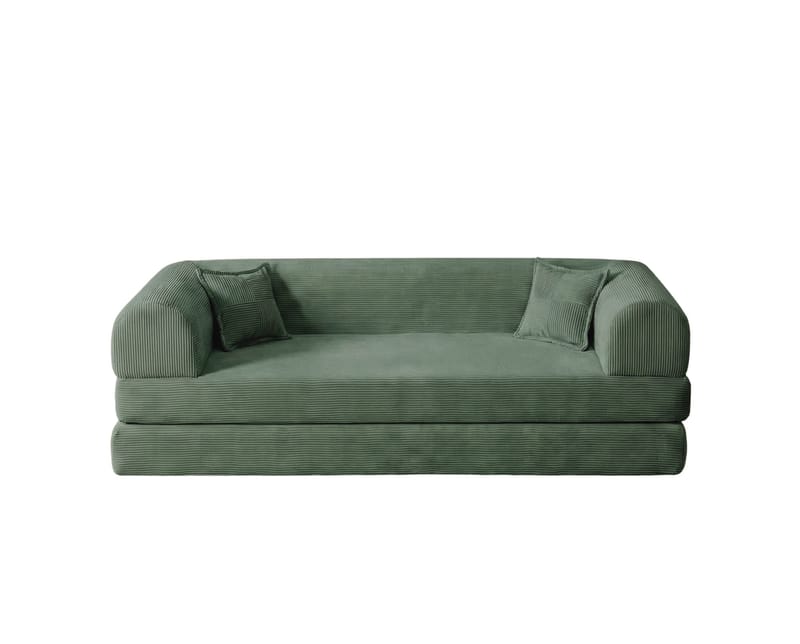 Pento 3-sits Bäddsoffa i Plysch, Grön