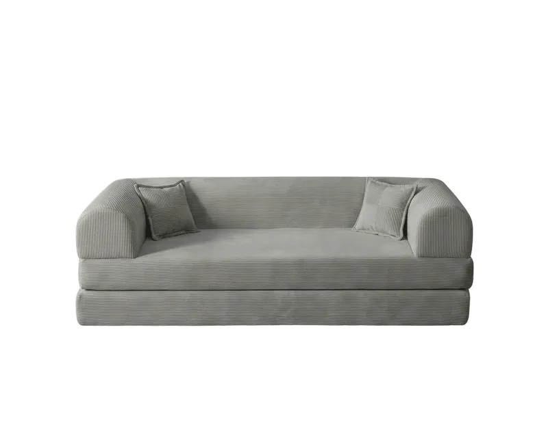 Pento 3-sits Bäddsoffa i Plysch, Ljusgrå