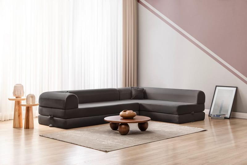 Pento 4-sits Hörnbäddsoffa - Antracit - Möbler - Soffa - Bäddsoffa - Bäddsoffa längsbäddad