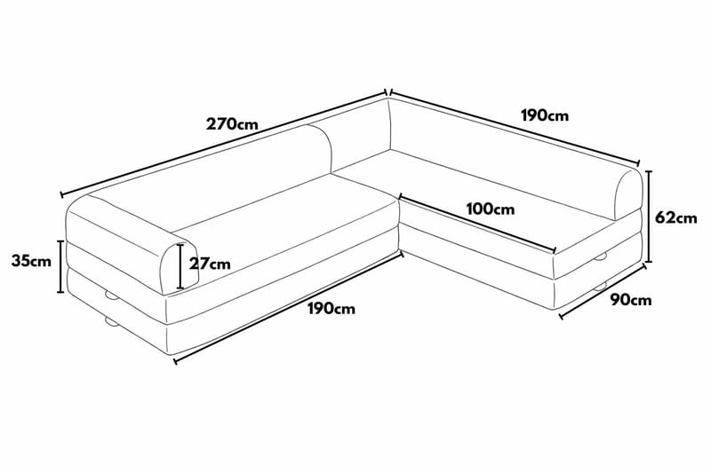 Pento 4-sits Hörnbäddsoffa - Möbler - Soffa - Bäddsoffa - Bäddsoffa längsbäddad