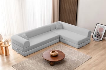 Pento L-formad Hörnbäddsoffa 190x280 cm i Plysch och Textil - Ljusgrå - Möbler - Soffa - Bäddsoffa - Bäddsoffa längsbäddad