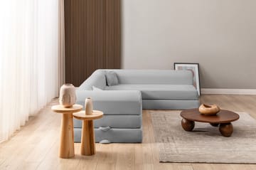 Pento L-formad Hörnbäddsoffa 190x280 cm i Plysch och Textil - Ljusgrå - Möbler - Soffa - Bäddsoffa - Bäddsoffa längsbäddad