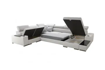 Perseo Divanbäddsoffa 358x282x95 cm LED-belysning - Grå/Vit - Möbler - Soffa - Bäddsoffa - Bäddsoffa längsbäddad
