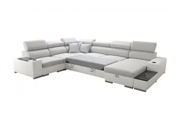 Perseo Divanbäddsoffa 358x282x95 cm LED-belysning - Grå/Vit - Möbler - Soffa - Bäddsoffa - Bäddsoffa längsbäddad