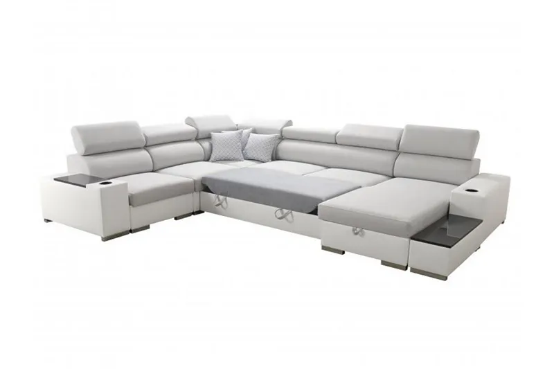 Perseo Divanbäddsoffa 358x282x95 cm LED-belysning - Grå/Vit - Möbler - Soffa - Bäddsoffa - Bäddsoffa längsbäddad