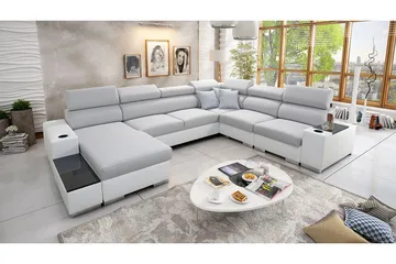 Perseo Divanbäddsoffa 358x282x95 cm LED-belysning - Grå/Vit - Möbler - Soffa - Bäddsoffa - Bäddsoffa längsbäddad