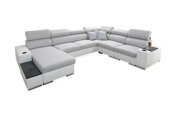 Perseo Divanbäddsoffa 358x282x95 cm LED-belysning - Grå/Vit - Möbler - Soffa - Bäddsoffa - Bäddsoffa längsbäddad