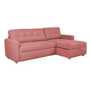Porsen Vändbar L-formad Hörnbäddsoffa 128x198 cm med Förvaring i Tyg - Rosa - Möbler - Soffa - Bäddsoffa - Bäddsoffa längsbäddad