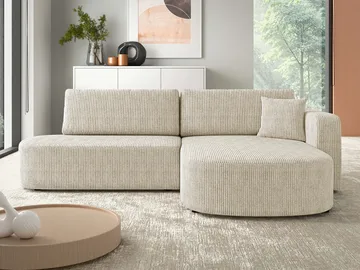 Pryda 4-sits Bäddsoffa divan höger med förvaring - beige - Möbler - Soffa - Bäddsoffa - Hörnbäddsoffa