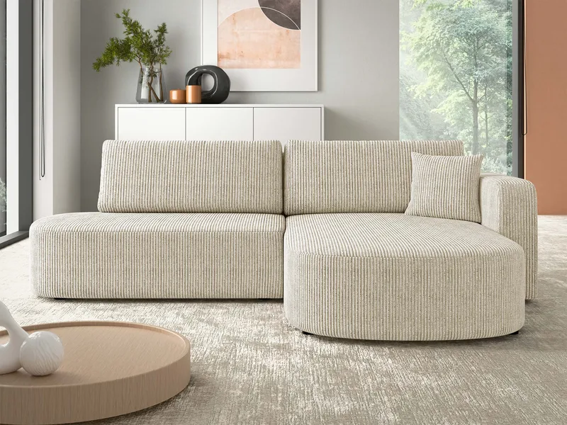 Pryda 4-sits Bäddsoffa divan höger med förvaring - beige - Möbler - Soffa - Bäddsoffa - Hörnbäddsoffa