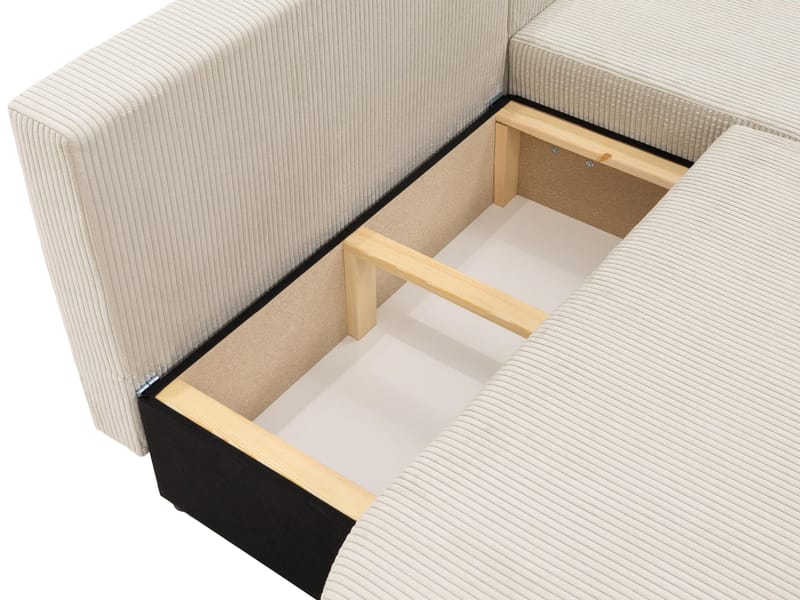 Pryda 4-sits Bäddsoffa divan höger med förvaring - beige - Möbler - Soffa - Bäddsoffa - Hörnbäddsoffa
