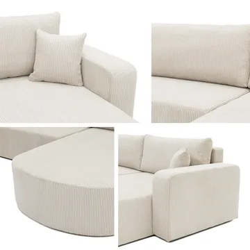 Pryda 4-sits Bäddsoffa divan vänster med förvaring - beige - Möbler - Soffa - Bäddsoffa - Hörnbäddsoffa