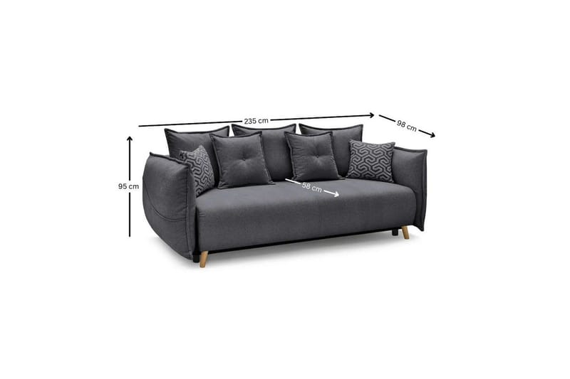 Puffin Bäddsoffa 3-sits - Antracit - Möbler - Soffa - Bäddsoffa - 3 sits bäddsoffa