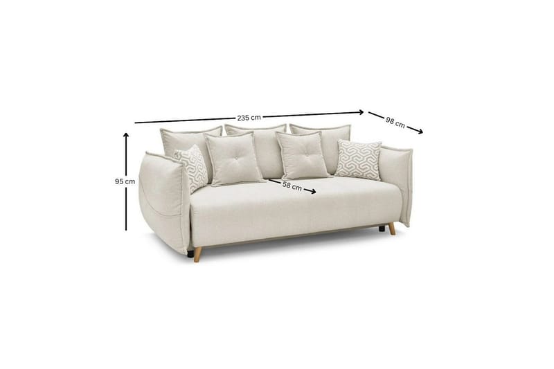 Puffin Bäddsoffa 3-sits - Krämvit - Möbler - Soffa - Bäddsoffa - 3 sits bäddsoffa