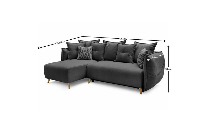 Puffin Bäddsoffa med Divan 3-sits - Antracit - Möbler - Soffa - Bäddsoffa - Bäddsoffa divan