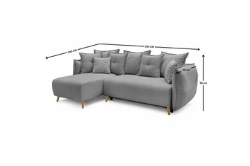 Puffin Bäddsoffa med Divan 3-sits - Grå - Möbler - Soffa - Bäddsoffa - Bäddsoffa divan