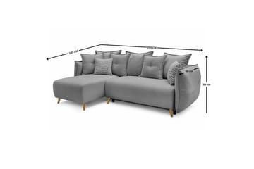 Puffin Bäddsoffa med Divan 3-sits - Grå - Möbler - Soffa - Bäddsoffa - Bäddsoffa divan