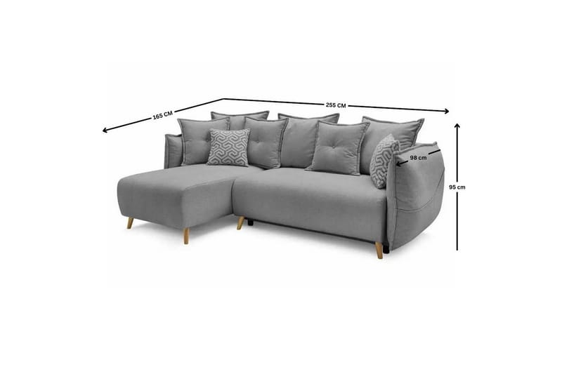 Puffin Bäddsoffa med Divan 3-sits - Grå - Möbler - Soffa - Bäddsoffa - Bäddsoffa divan