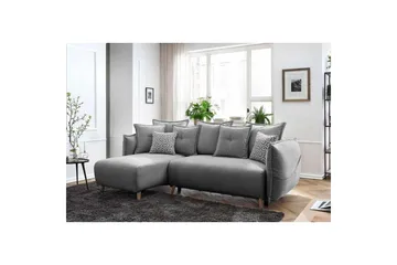 Puffin Bäddsoffa med Divan 3-sits - Grå - Möbler - Soffa - Bäddsoffa - Bäddsoffa divan