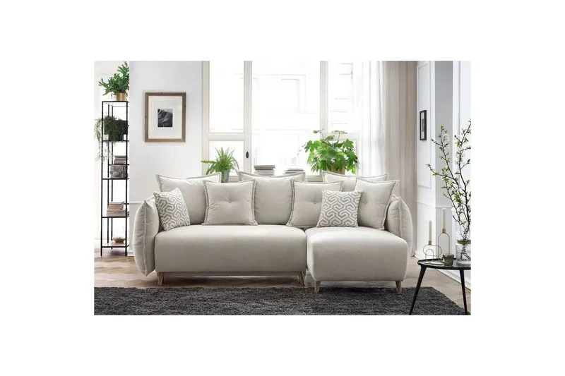 Puffin Bäddsoffa med Divan 3-sits - Krämvit - Möbler - Soffa - Bäddsoffa - Bäddsoffa divan