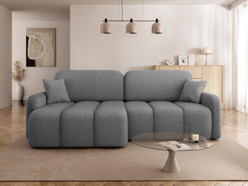 Quarlos 3-sits Bäddsoffa med Divan Vänster och Förvaring - Grå - Möbler - Soffa - Bäddsoffa - Hörnbäddsoffa