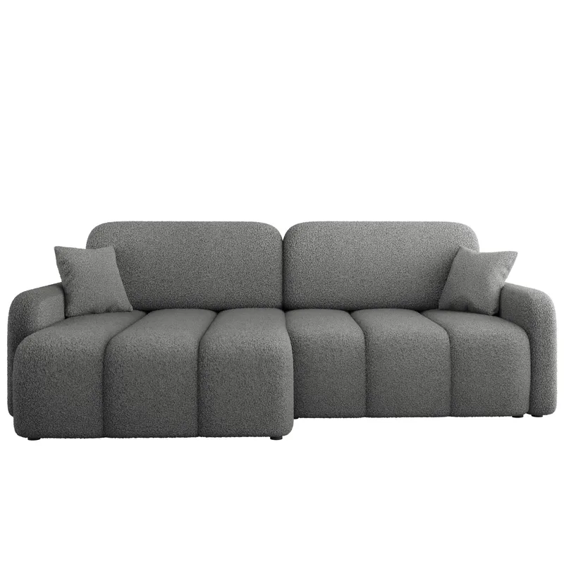 Quarlos 3-sits Bäddsoffa med Divan Vänster och Förvaring, Grå
