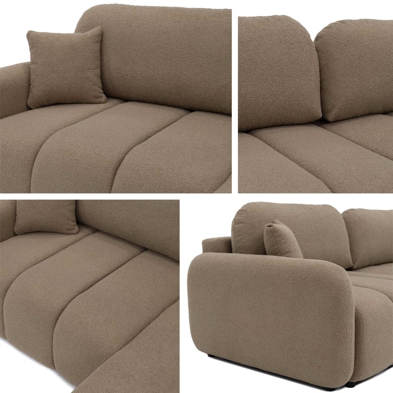 Quarlos 3-sits Bäddsoffa med Divan Vänster och Förvaring - Mörkbeige - Möbler - Soffa - Bäddsoffa - Hörnbäddsoffa