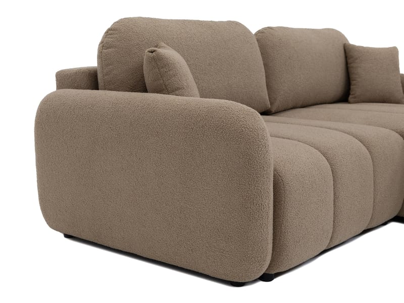 Quarlos 3-sits Bäddsoffa med Divan Vänster och Förvaring - Mörkbeige - Möbler - Soffa - Bäddsoffa - Hörnbäddsoffa