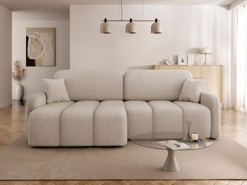 Quarlos 3-sits Bäddsoffa med Divan Vänster och Förvaring - Mörkbeige - Möbler - Soffa - Bäddsoffa - Hörnbäddsoffa