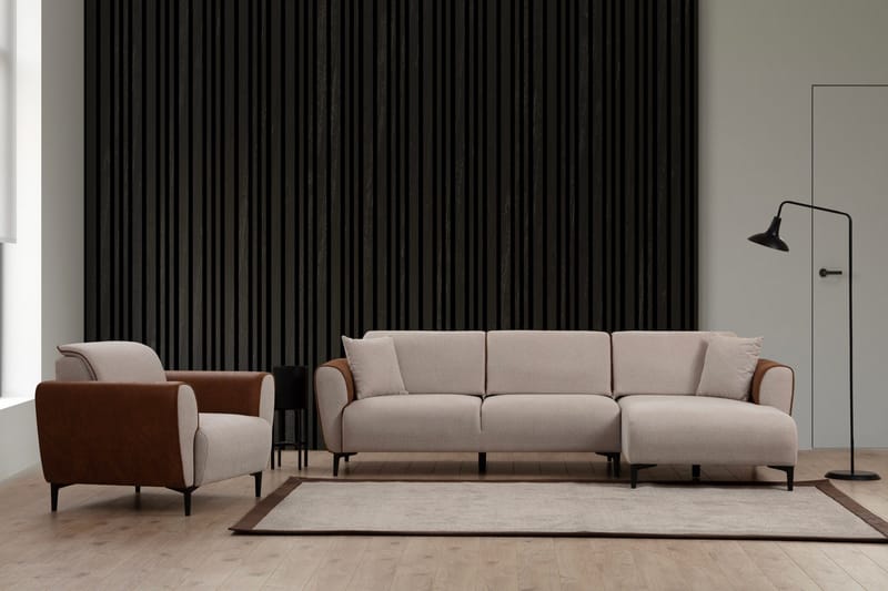 Rebelo Bäddsoffa med divan - Beige - Möbler - Soffa - Bäddsoffa - Bäddsoffa divan