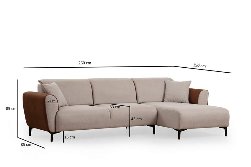 Rebelo Bäddsoffa med divan - Beige - Möbler - Soffa - Bäddsoffa - Bäddsoffa divan
