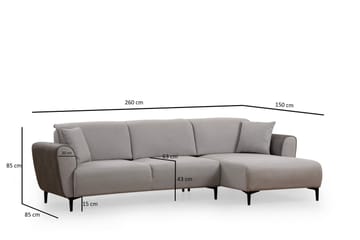 Rebelo Bäddsoffa med divan - Grå - Möbler - Soffa - Bäddsoffa - Bäddsoffa divan