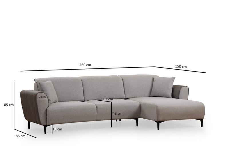 Rebelo Bäddsoffa med divan - Grå - Möbler - Soffa - Bäddsoffa - Bäddsoffa divan