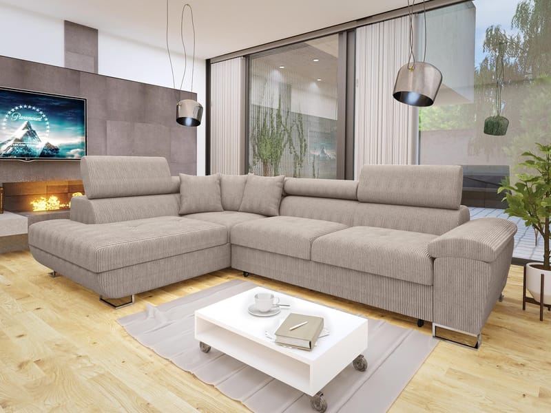 Reginia 4-sits Bäddsoffa med Schäslong och förvaring - Möbler - Soffa - Bäddsoffa - Hörnbäddsoffa