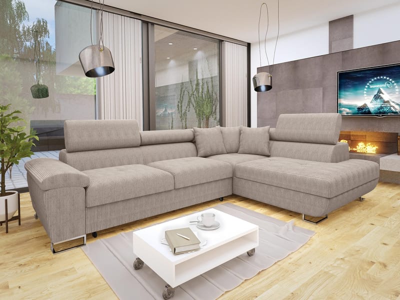 Reginia 4-sits Bäddsoffa med Schäslong och förvaring - Möbler - Soffa - Bäddsoffa - Hörnbäddsoffa