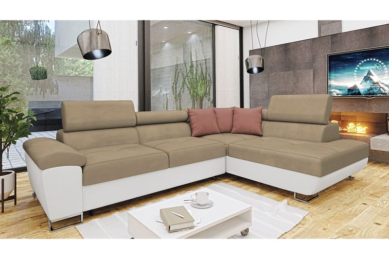 Reginia Bäddsoffa m. Schäslong L-formad - Möbler - Soffa - Bäddsoffa - Bäddsoffa längsbäddad