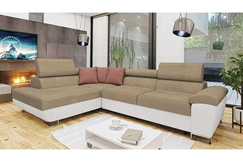 Reginia Bäddsoffa m. Schäslong L-formad - Möbler - Soffa - Bäddsoffa - Bäddsoffa längsbäddad