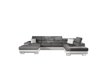 Reginia Bäddsoffa med Divan och Schäslong 4-sits i Konstläder - Vit/Grå - Möbler - Soffa - Bäddsoffa - Bäddsoffa divan