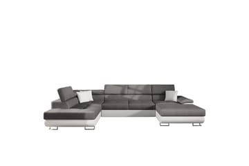 Reginia Bäddsoffa med Divan och Schäslong 4-sits i Konstläder - Vit/Grå - Möbler - Soffa - Bäddsoffa - Bäddsoffa divan