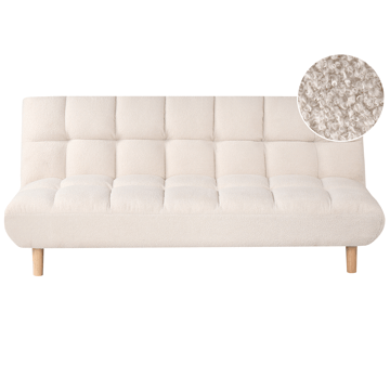 Risor Längsbäddad Fällbar Bäddsoffa 112x190 cm i Boucle - Vit - Möbler - Soffa - Bäddsoffa - 2 sits bäddsoffa