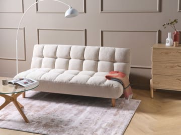 Risor Längsbäddad Fällbar Bäddsoffa 112x190 cm i Boucle - Vit - Möbler - Soffa - Bäddsoffa - 2 sits bäddsoffa