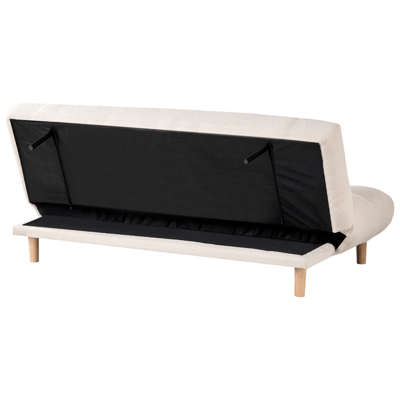 Risor Längsbäddad Fällbar Bäddsoffa 112x190 cm i Boucle - Vit - Möbler - Soffa - Bäddsoffa - 2 sits bäddsoffa