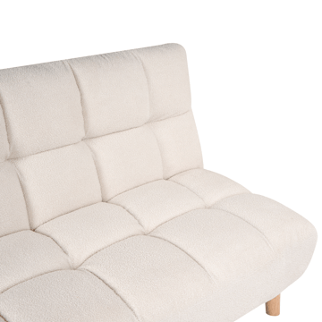 Risor Längsbäddad Fällbar Bäddsoffa 112x190 cm i Boucle - Vit - Möbler - Soffa - Bäddsoffa - 2 sits bäddsoffa