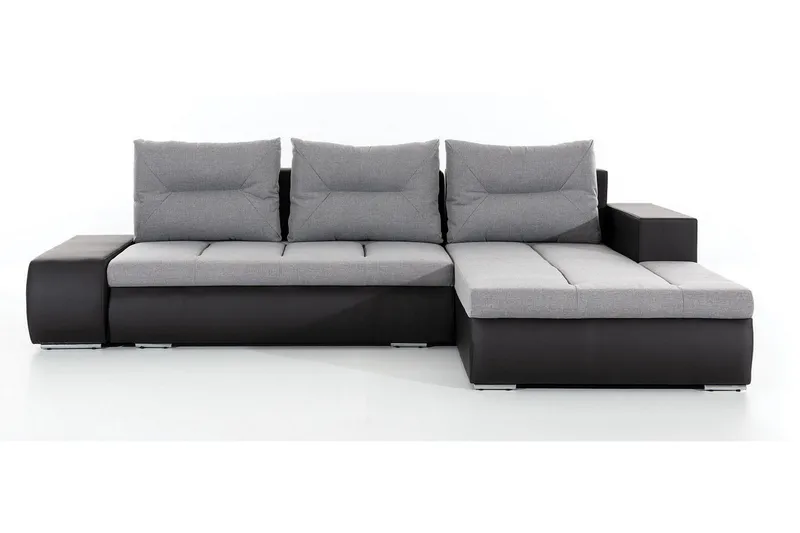 Rodeche 3-sits Bäddsoffa m. Divan med Förvaring, Ljusgrå