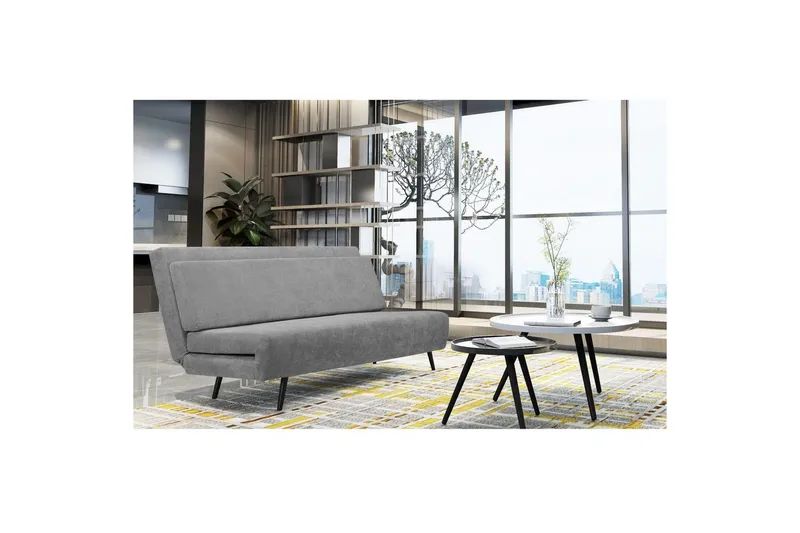 Sängsoffa Mallory Antracit, Linnetyg/Metall/Trä - Antracit, Linnetyg/Metall/Trä - Möbler - Soffa - Bäddsoffa - 2 sits bäddsoffa