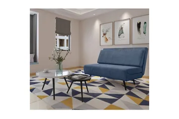 Sängsoffa Mallory Blå, Manchester/Metall/Trä - Blå, Manchester/Metall/Trä - Möbler - Soffa - Bäddsoffa - 2 sits bäddsoffa