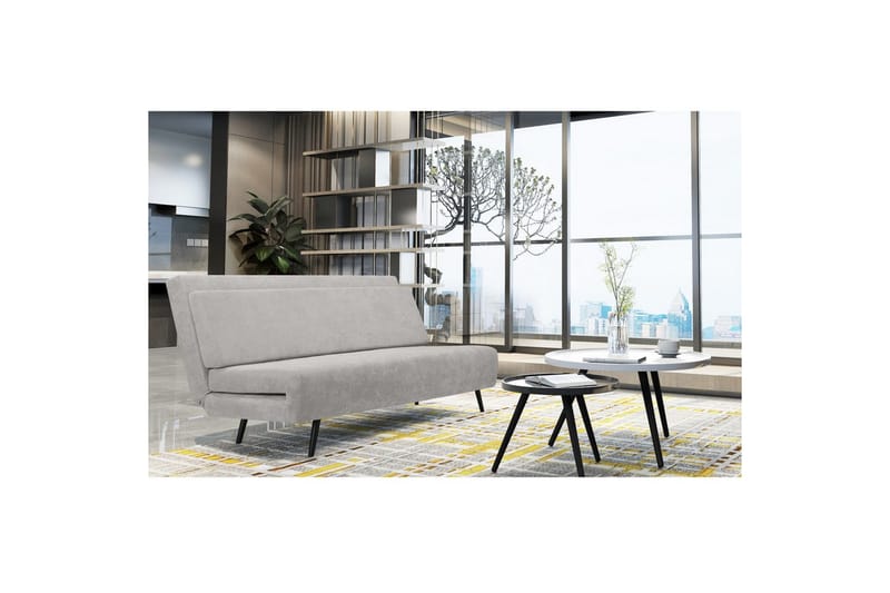 Sängsoffa Mallory Ljusgrå, Linnetyg/Metall/Trä - Ljusgrå, Linnetyg/Metall/Trä - Möbler - Soffa - Bäddsoffa - 2 sits bäddsoffa